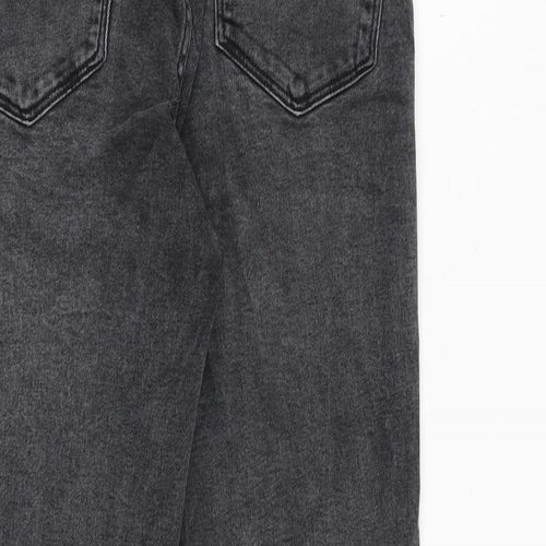 Mango Womens Grey Cotton Bootcut Jeans Size 8 Regular Zip - Frayed Hem