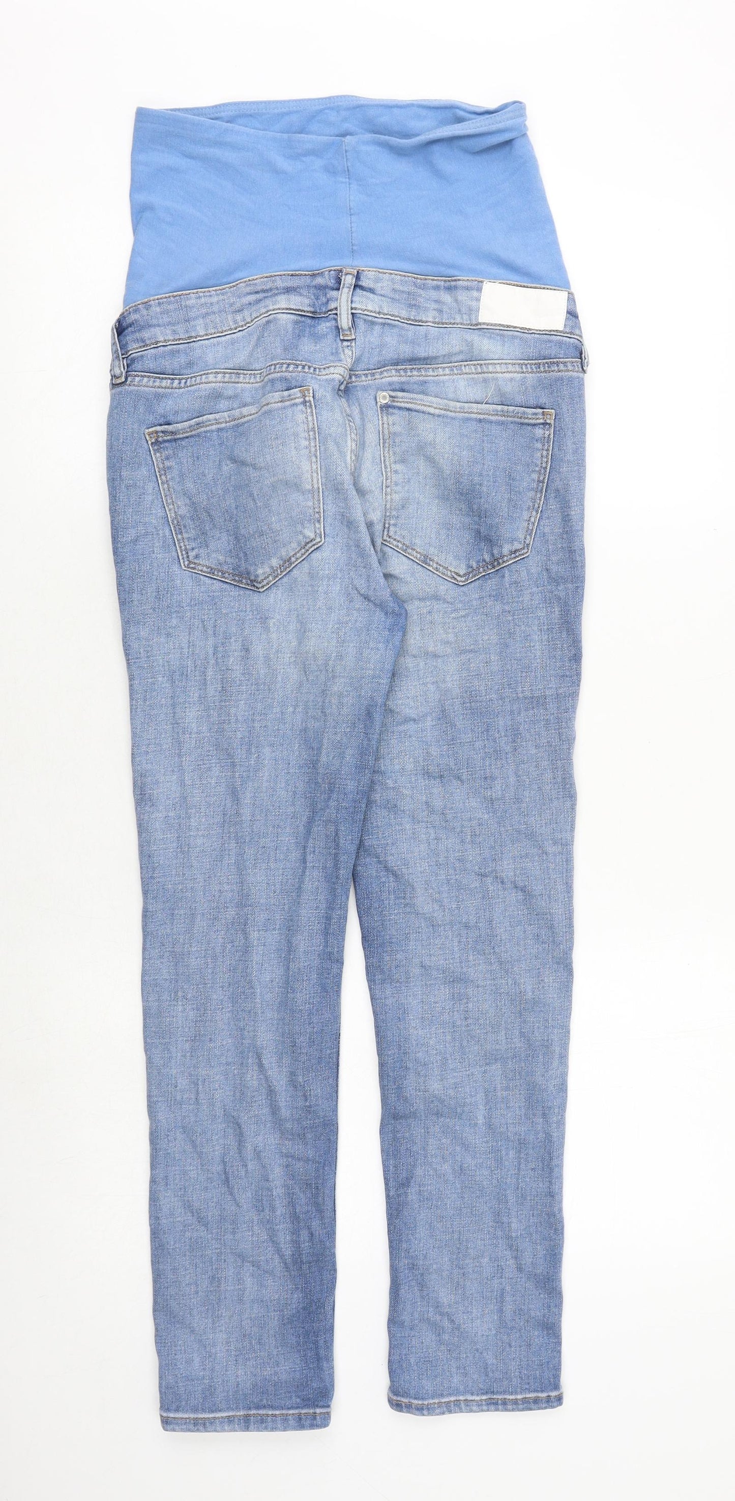 H&M Womens Blue Cotton Straight Jeans Size 8 Regular Zip