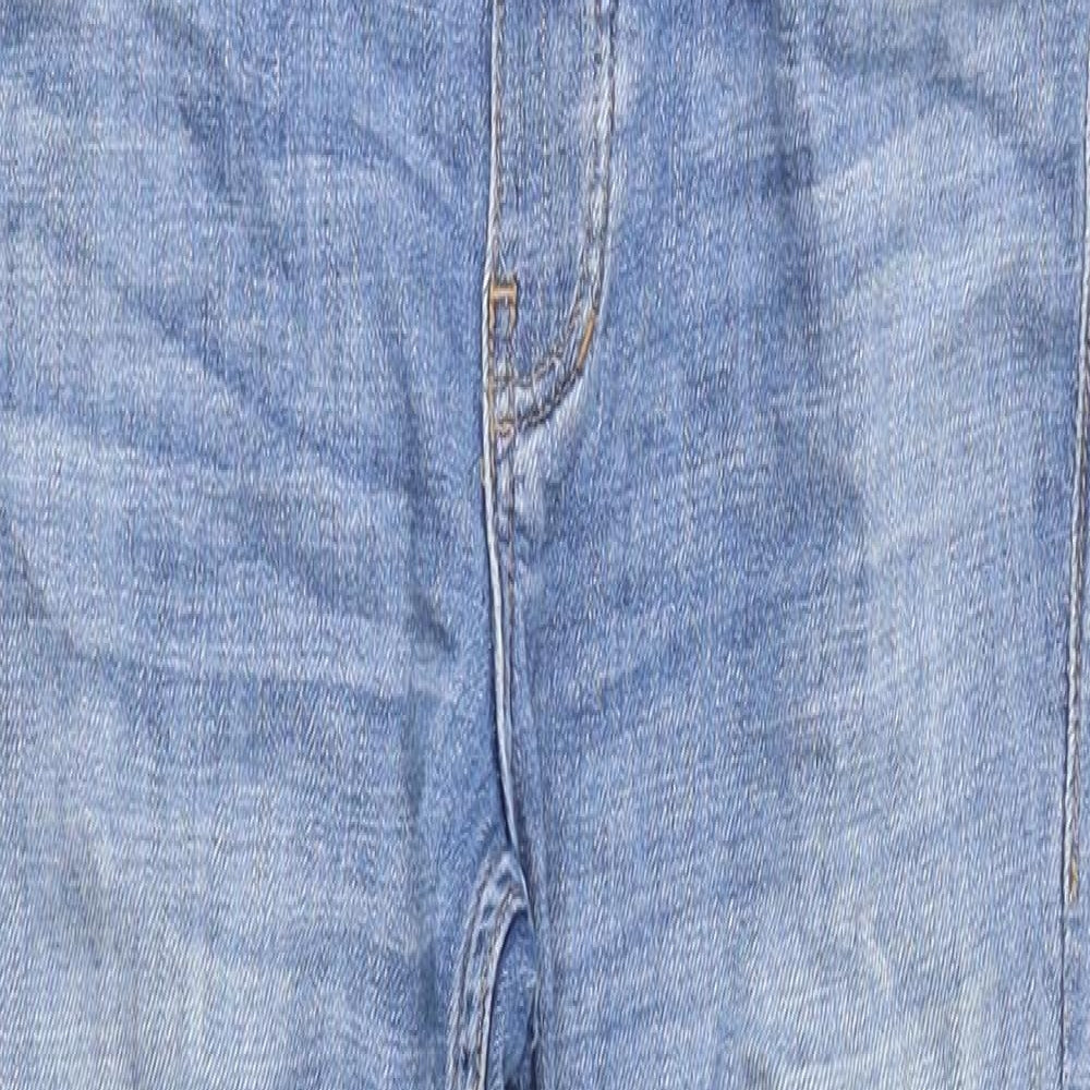 H&M Womens Blue Cotton Straight Jeans Size 8 Regular Zip