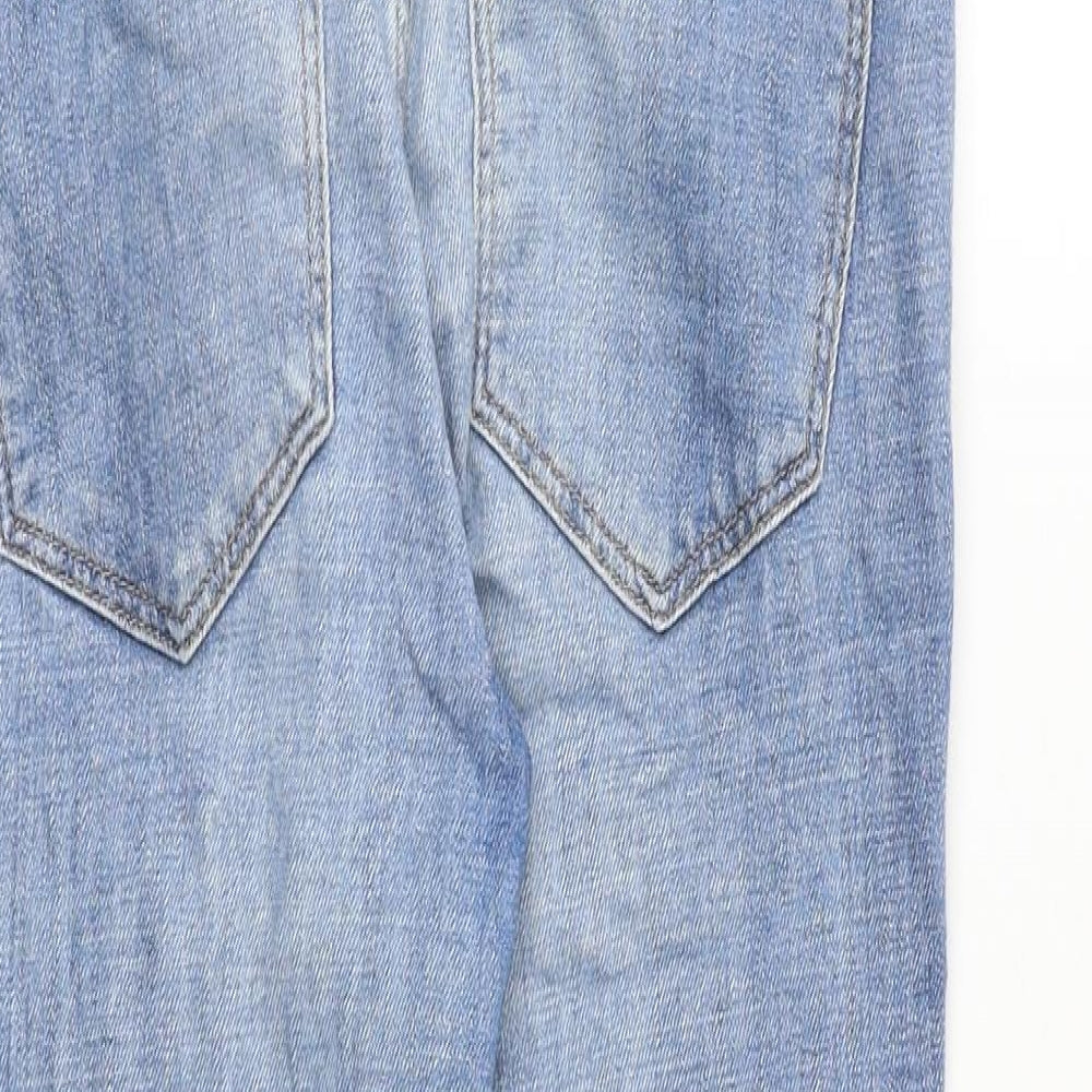H&M Womens Blue Cotton Straight Jeans Size 8 Regular Zip