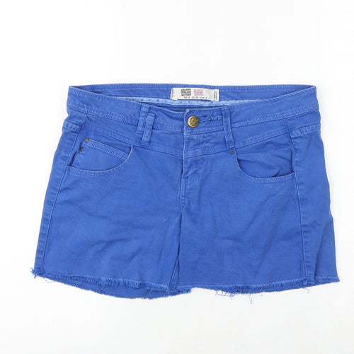 TRF Womens Blue Cotton Cut-Off Shorts Size 10 Regular Zip