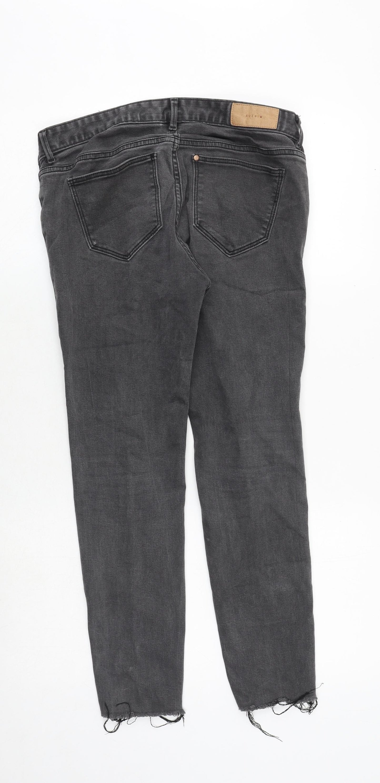 H&M Womens Grey Cotton Jegging Jeans Size 10 Regular Zip - Frayed Hem