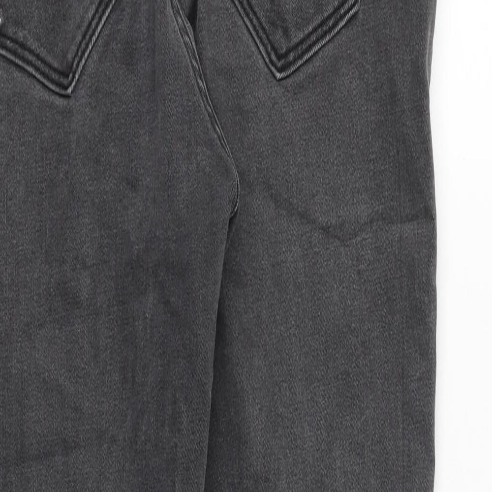 H&M Womens Grey Cotton Jegging Jeans Size 10 Regular Zip - Frayed Hem