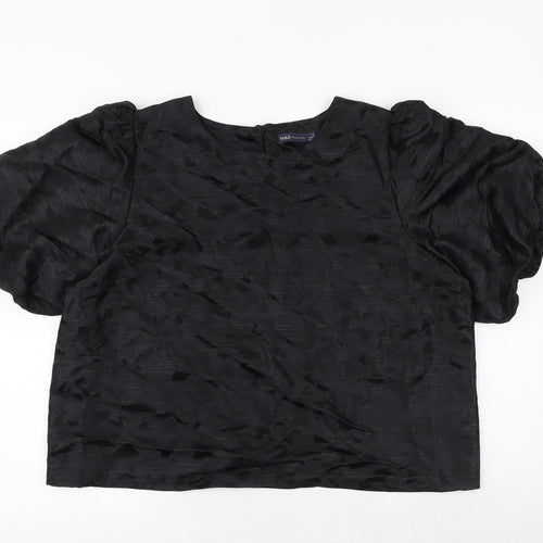 Marks and Spencer Womens Black Geometric Polyester Basic Blouse Size 18 Round Neck