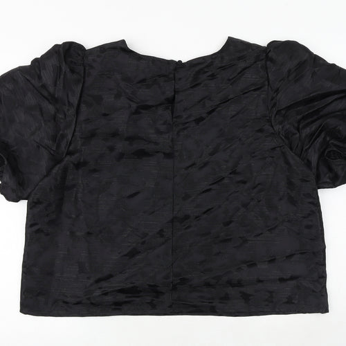 Marks and Spencer Womens Black Geometric Polyester Basic Blouse Size 18 Round Neck