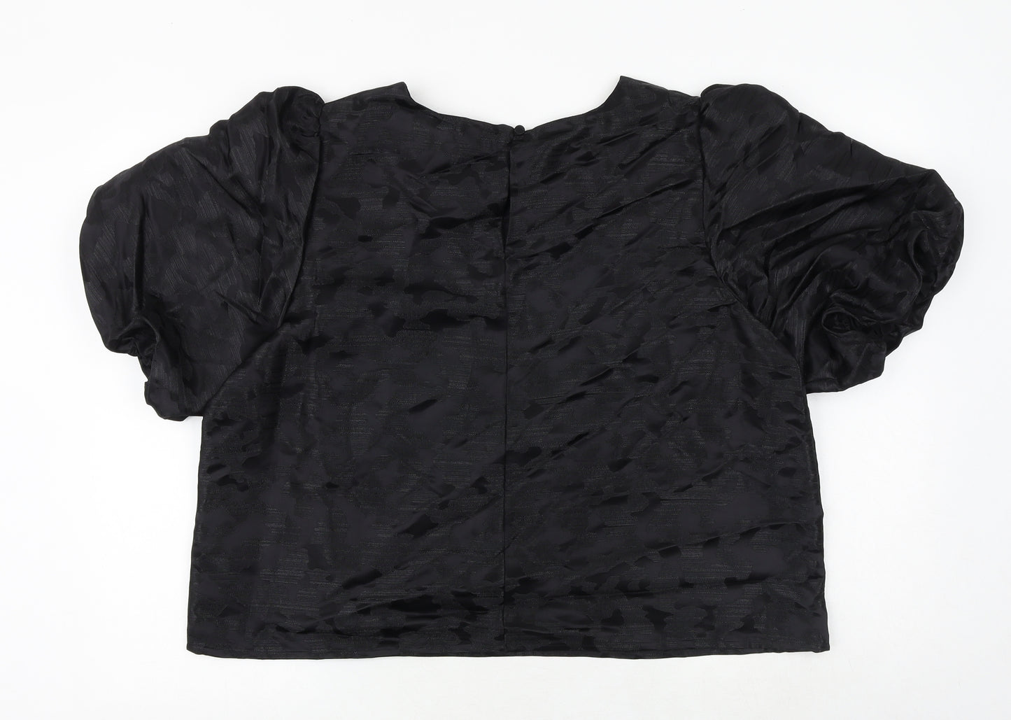 Marks and Spencer Womens Black Geometric Polyester Basic Blouse Size 18 Round Neck