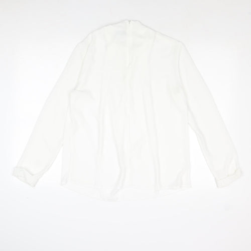 Topshop Womens White Polyester Basic Blouse Size 12 Mock Neck