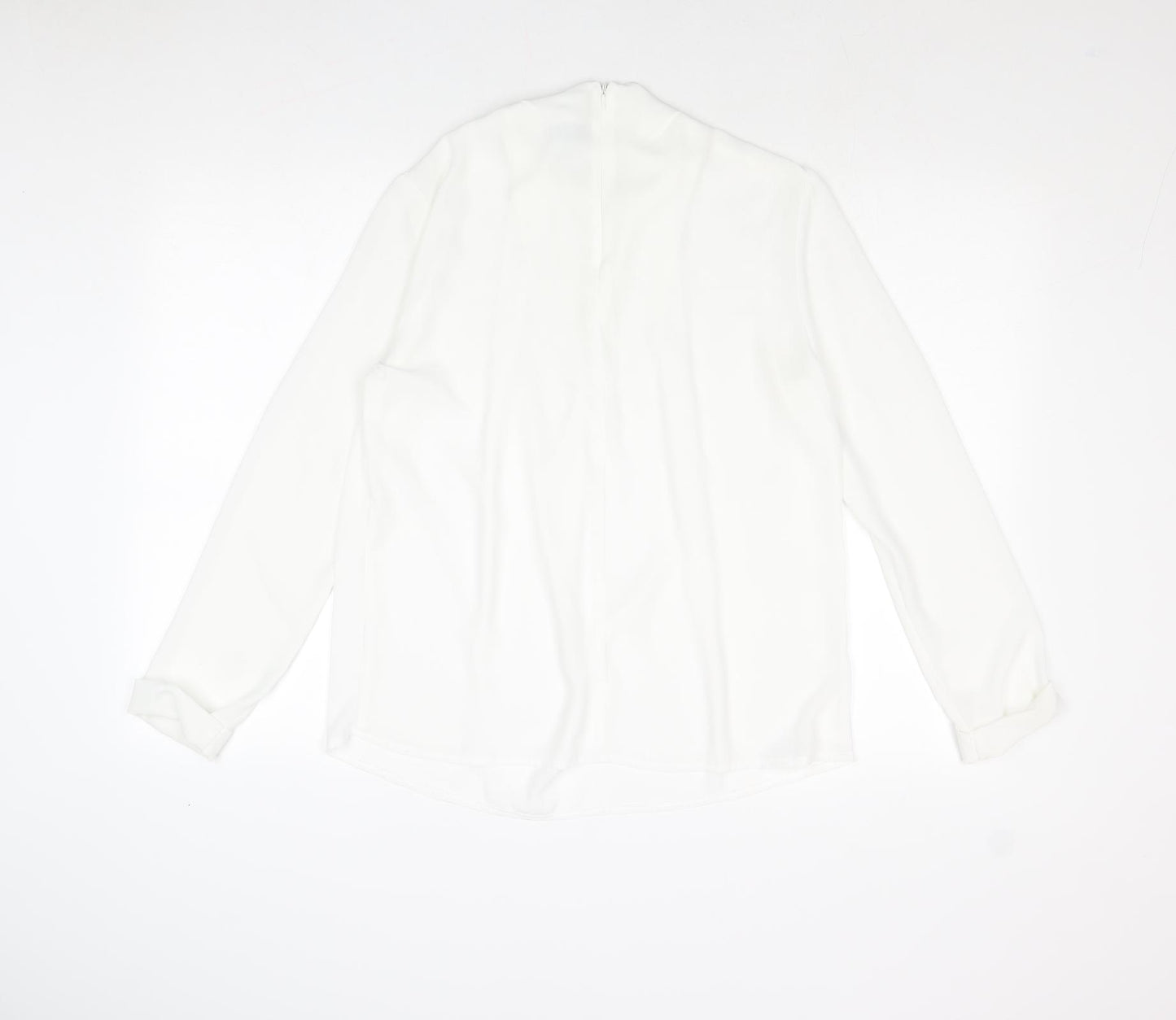 Topshop Womens White Polyester Basic Blouse Size 12 Mock Neck