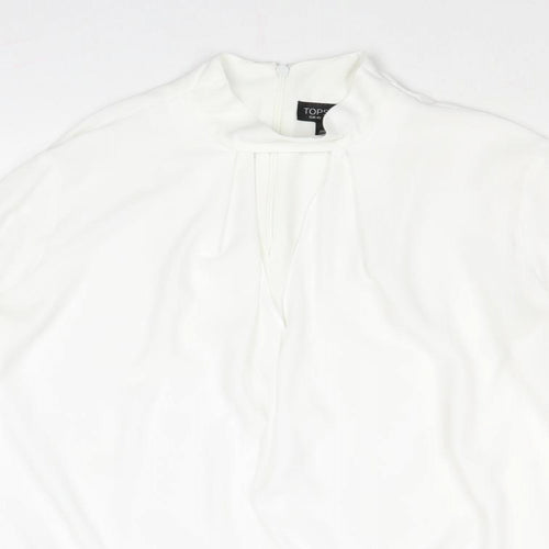 Topshop Womens White Polyester Basic Blouse Size 12 Mock Neck