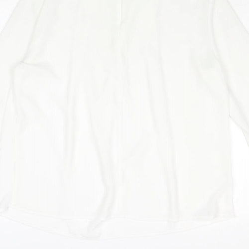 Topshop Womens White Polyester Basic Blouse Size 12 Mock Neck
