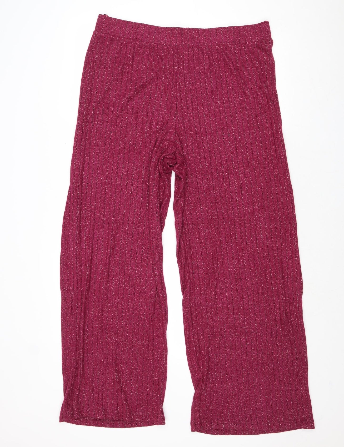 Marks and Spencer Womens Purple Viscose Trousers Size L Regular