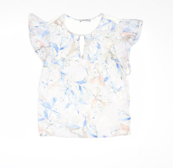 Per Una Womens Multicoloured Floral Polyester Basic Blouse Size 12 Round Neck