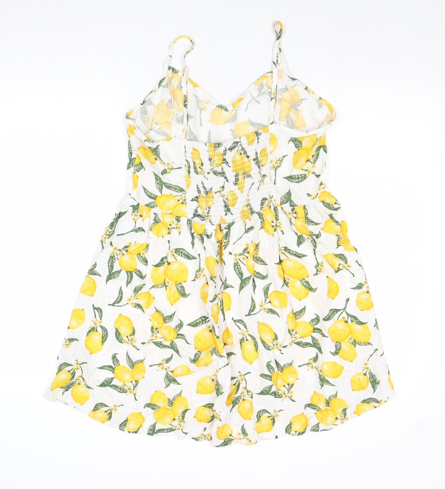 Divided by H&M Womens Multicoloured Geometric Viscose Tank Dress Size 14 V-Neck Pullover - Lemon Pattern