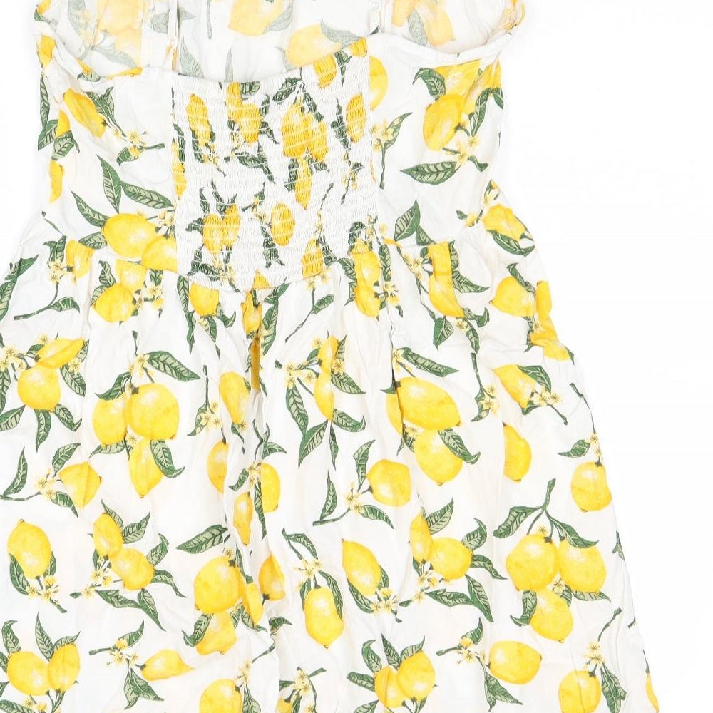 Divided by H&M Womens Multicoloured Geometric Viscose Tank Dress Size 14 V-Neck Pullover - Lemon Pattern