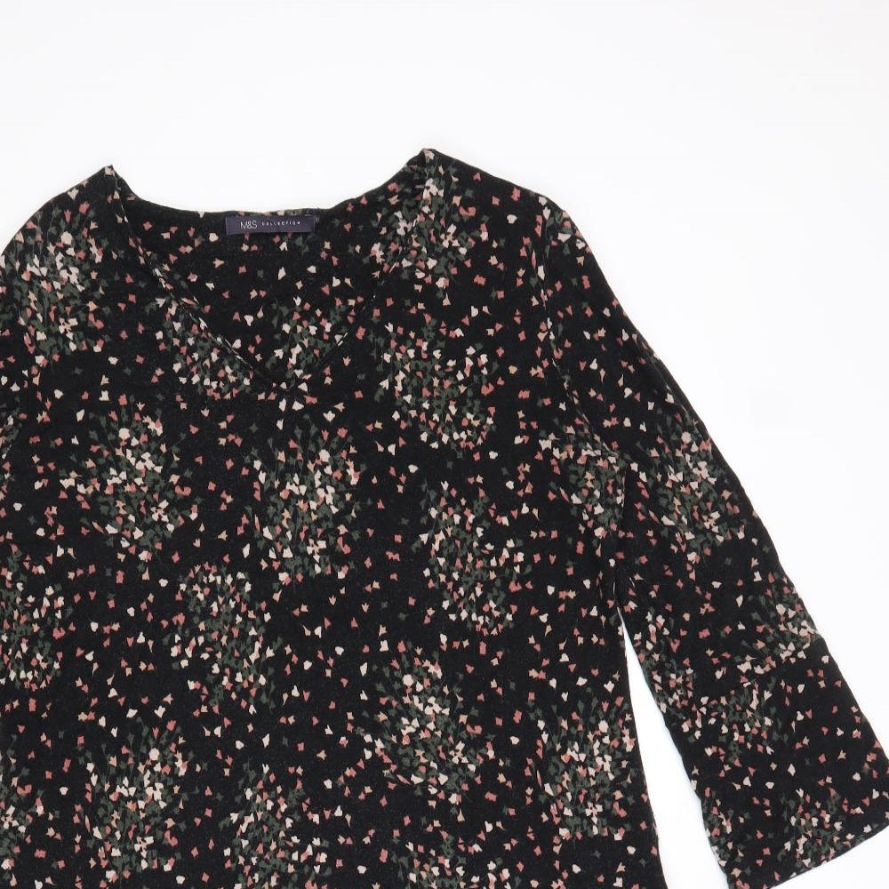 Marks and Spencer Womens Multicoloured Geometric Viscose Tunic Blouse Size 10 Round Neck
