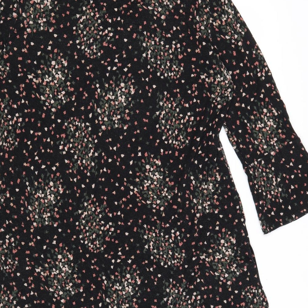 Marks and Spencer Womens Multicoloured Geometric Viscose Tunic Blouse Size 10 Round Neck