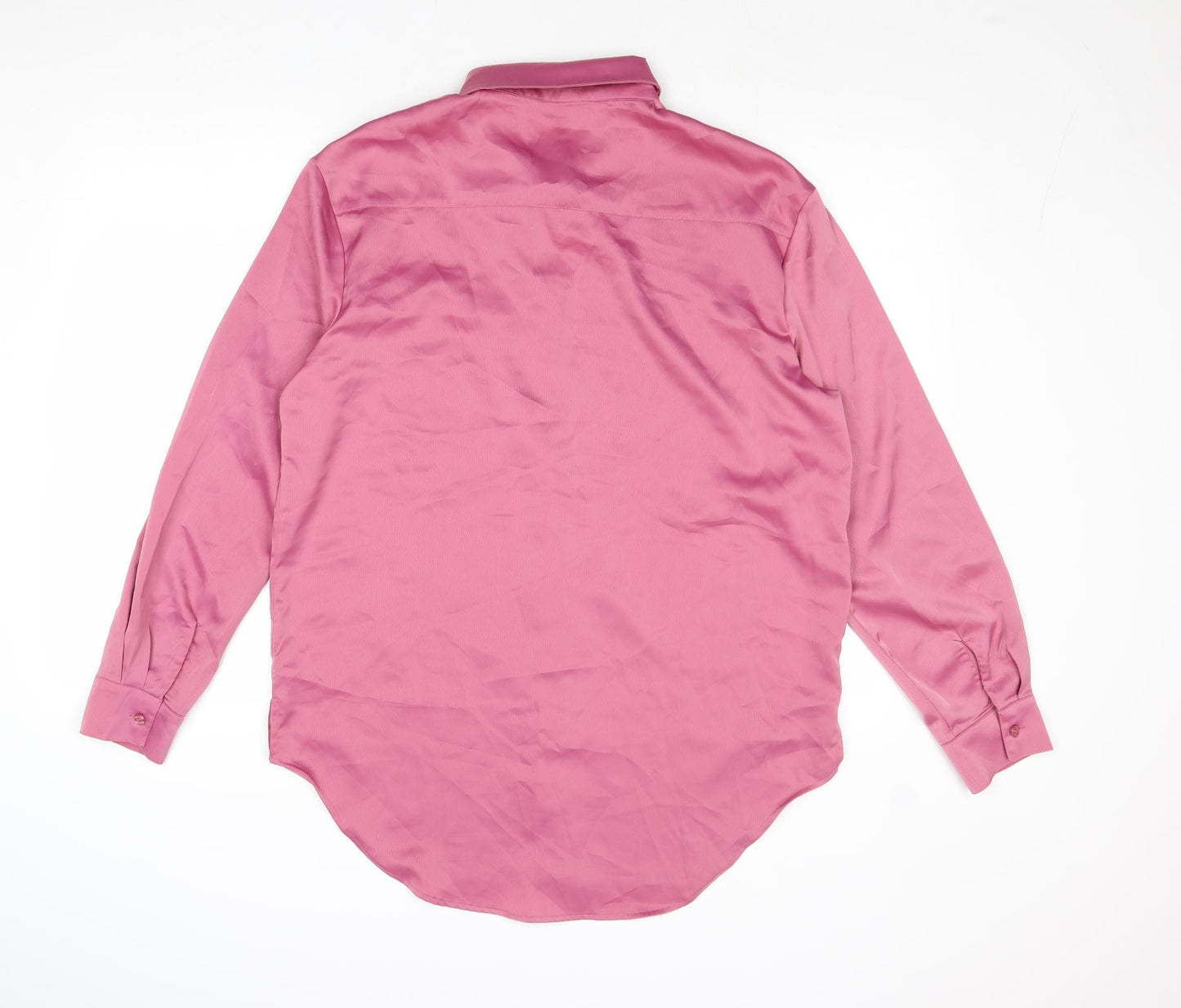 Nasty Gal Womens Pink Polyester Basic Button-Up Size 10 Collared