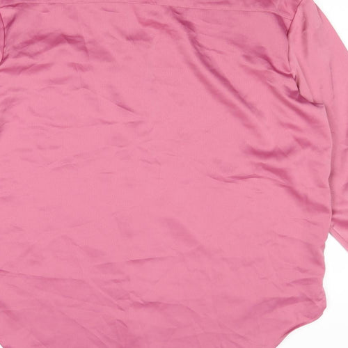 Nasty Gal Womens Pink Polyester Basic Button-Up Size 10 Collared