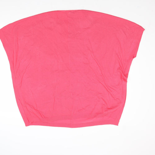 Bonmarché Womens Pink V-Neck Viscose Pullover Jumper Size S