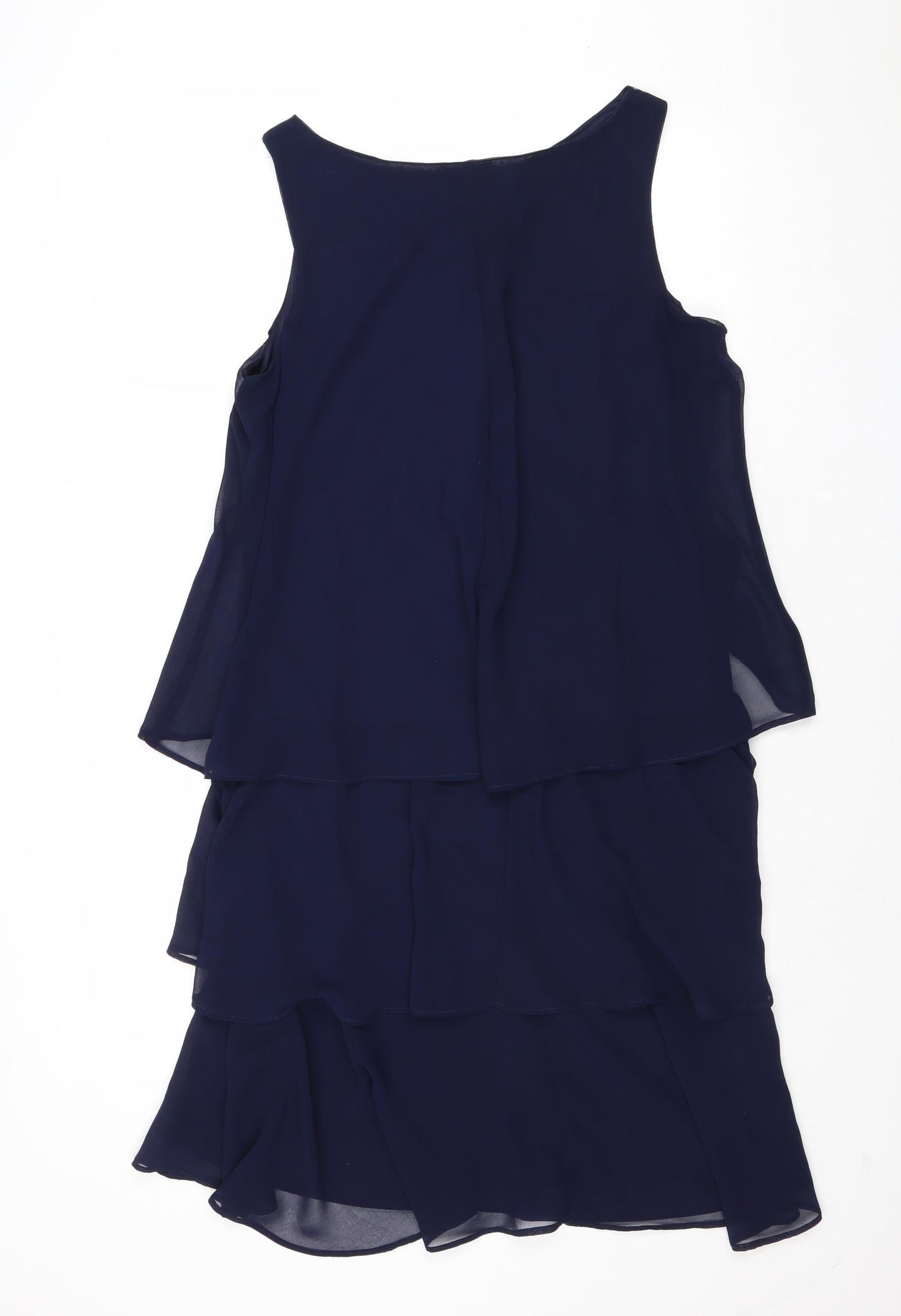 Roman Womens Blue Polyester Skater Dress Size 14 Round Neck Pullover