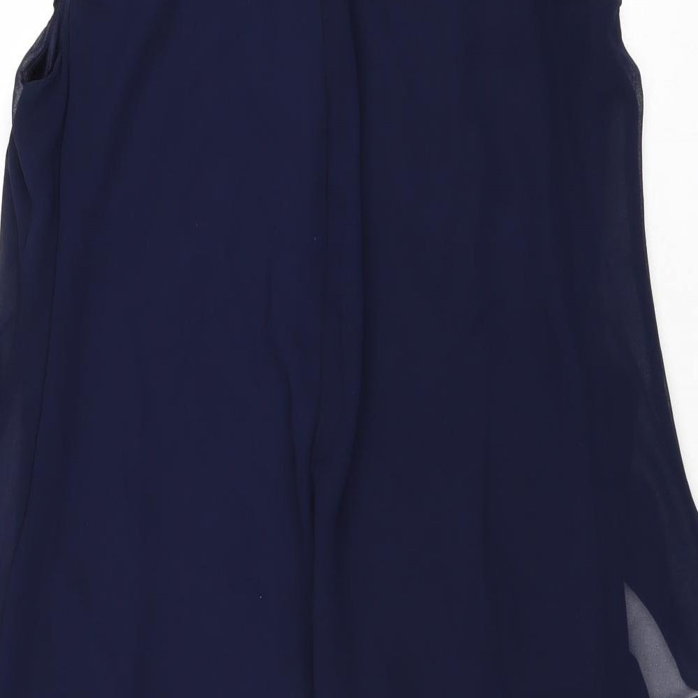 Roman Womens Blue Polyester Skater Dress Size 14 Round Neck Pullover