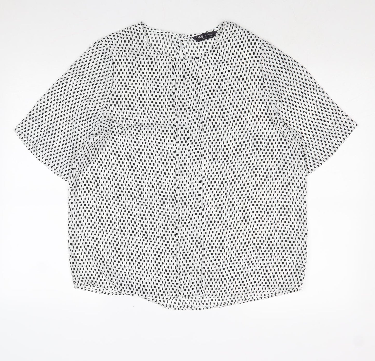 Marks and Spencer Womens Multicoloured Geometric Polyester Basic Blouse Size 14 Round Neck