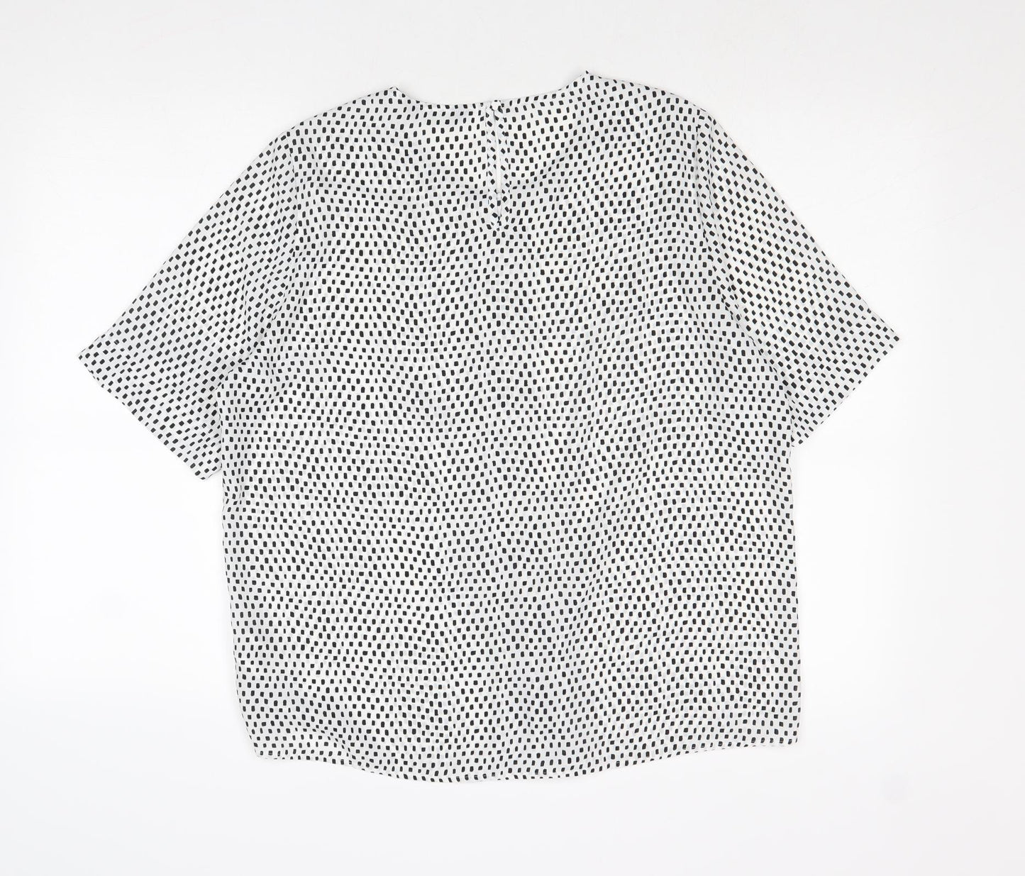 Marks and Spencer Womens Multicoloured Geometric Polyester Basic Blouse Size 14 Round Neck