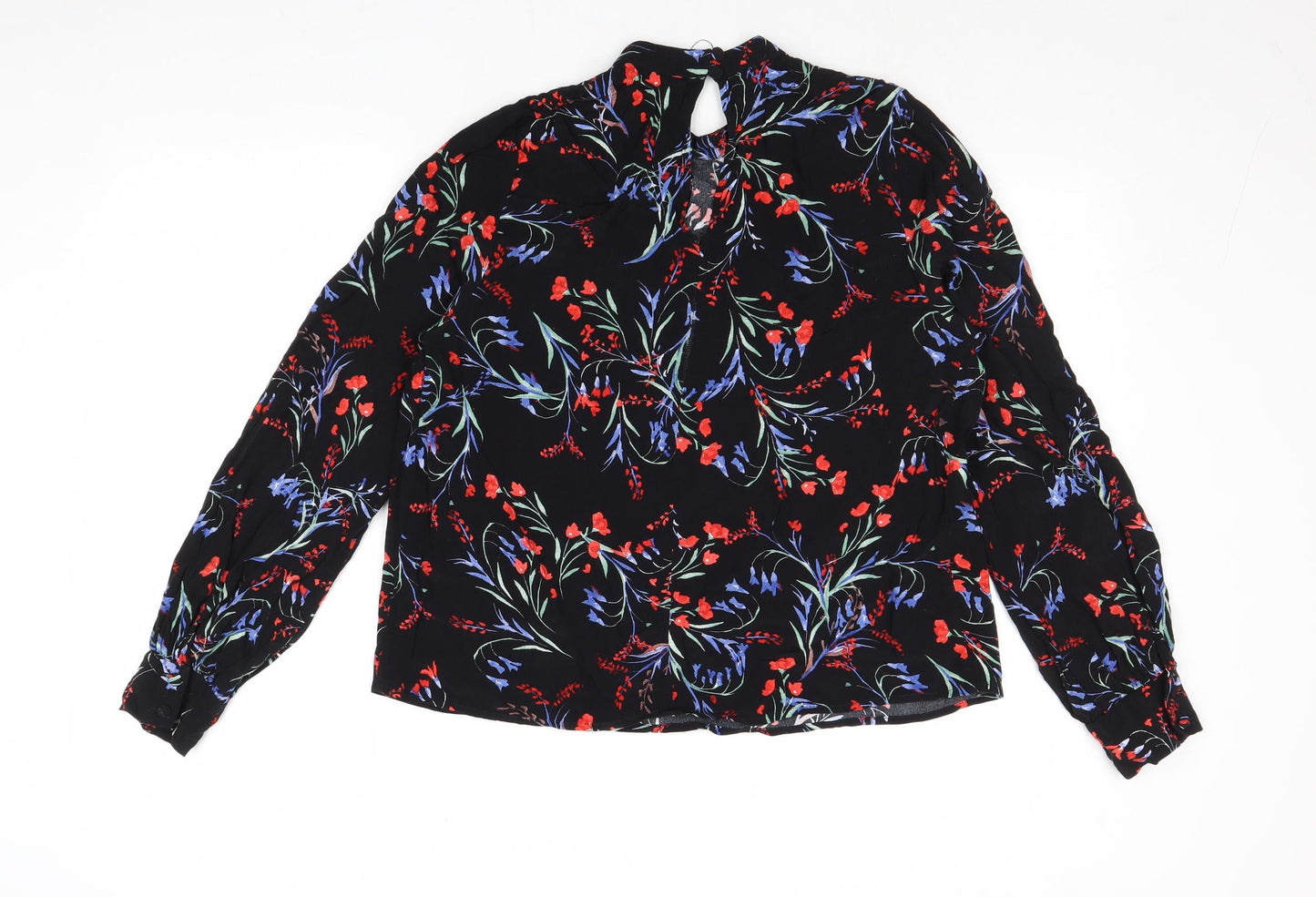Topshop Womens Multicoloured Floral Viscose Basic Blouse Size 6 Round Neck