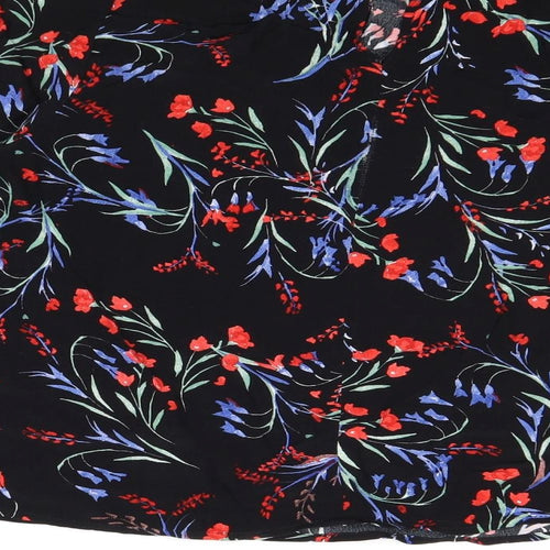 Topshop Womens Multicoloured Floral Viscose Basic Blouse Size 6 Round Neck