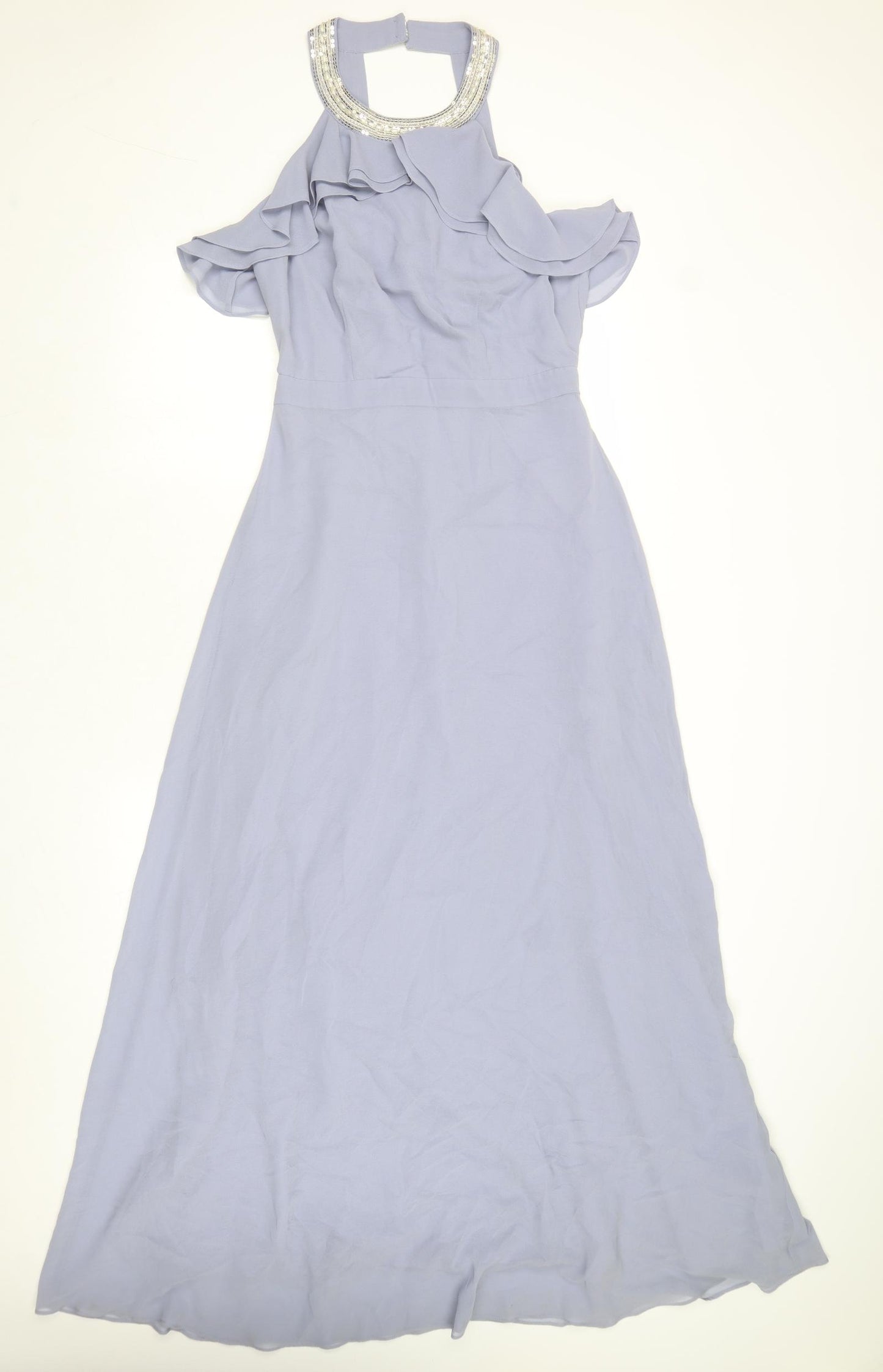Monsoon Womens Purple Polyester Ball Gown Size 12 Round Neck Zip