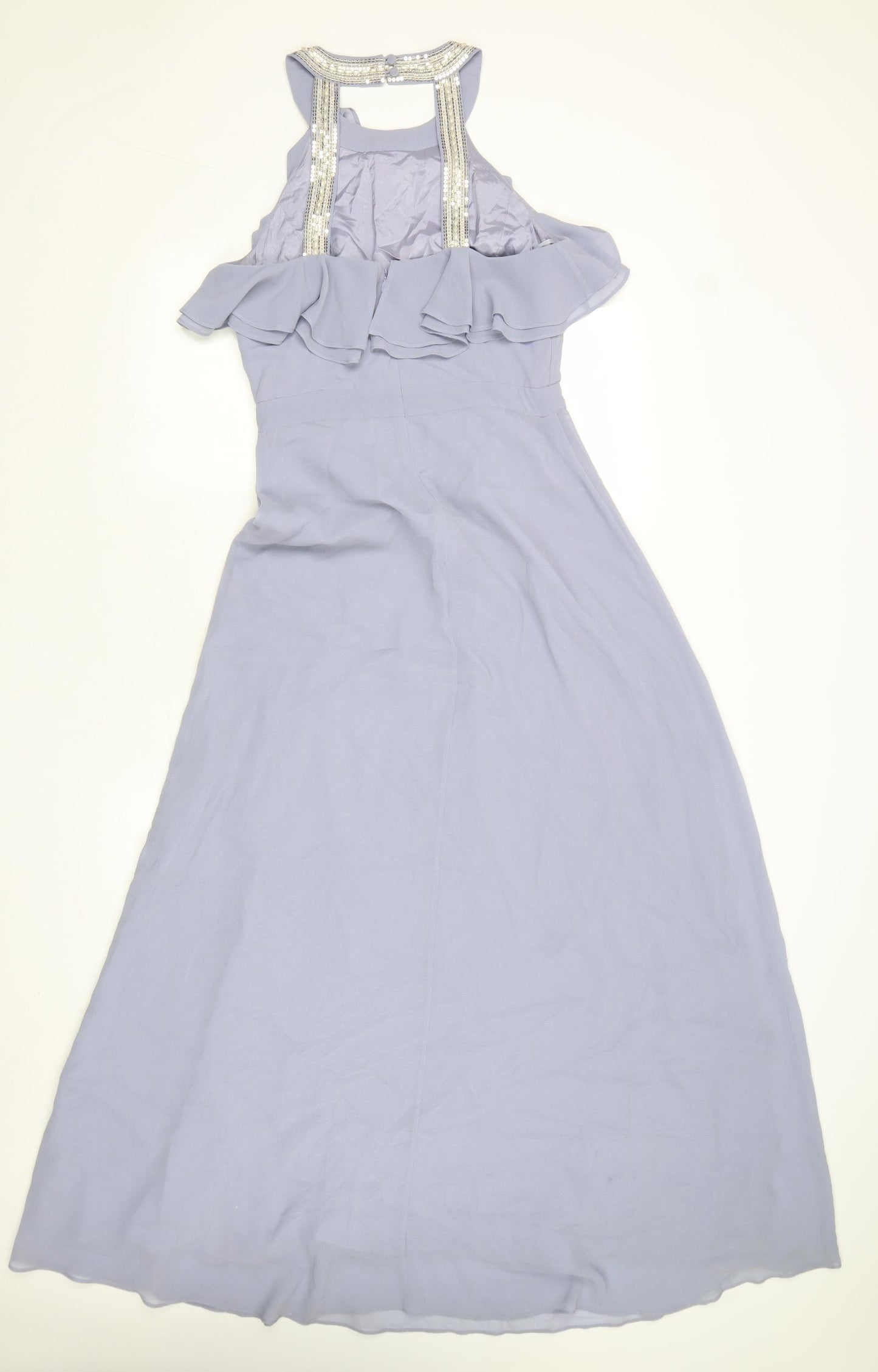 Monsoon Womens Purple Polyester Ball Gown Size 12 Round Neck Zip