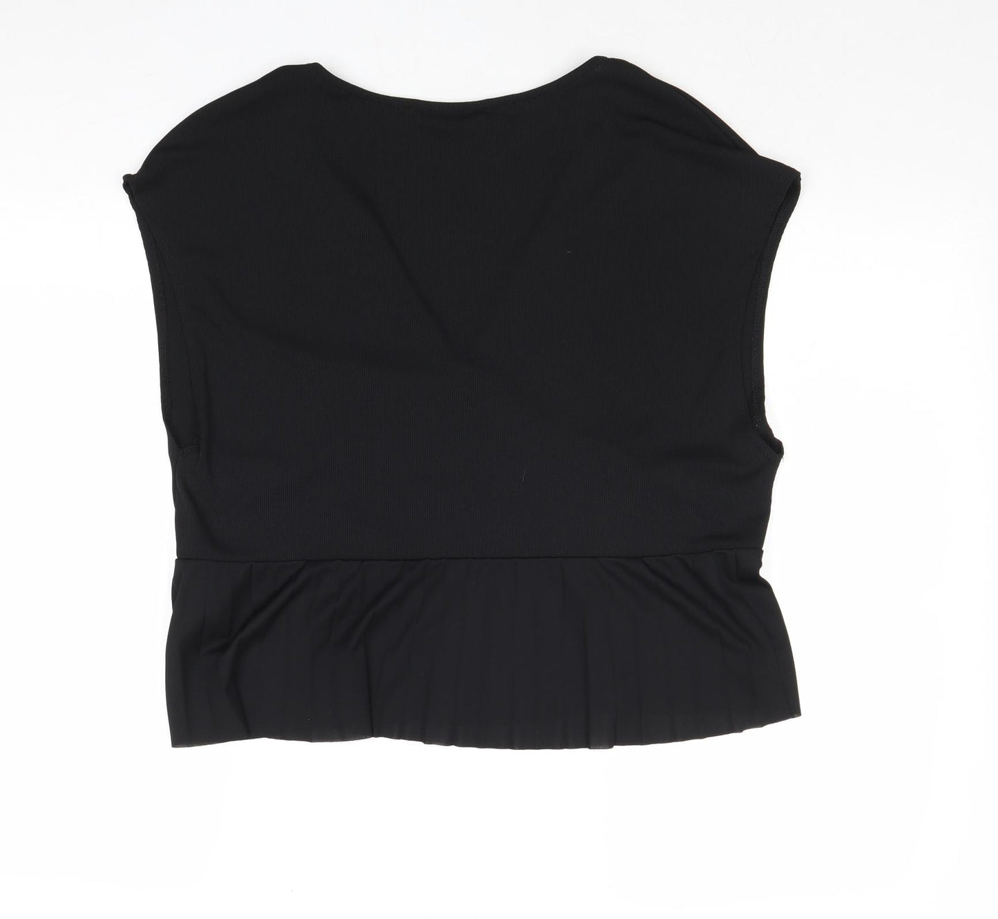Zara Womens Black Polyester Basic Blouse Size L V-Neck