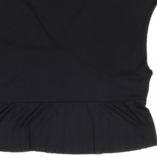 Zara Womens Black Polyester Basic Blouse Size L V-Neck