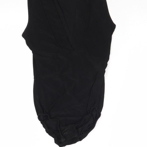 Boohoo Womens Black Polyester Bodysuit One-Piece Size 8 Snap