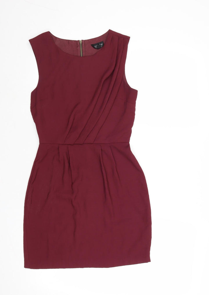 Topshop Womens Pink Polyester A-Line Size 6 Round Neck Zip