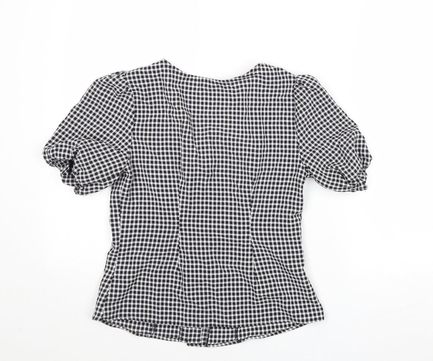 New Look Womens Multicoloured Check Polyester Basic Button-Up Size 8 Square Neck