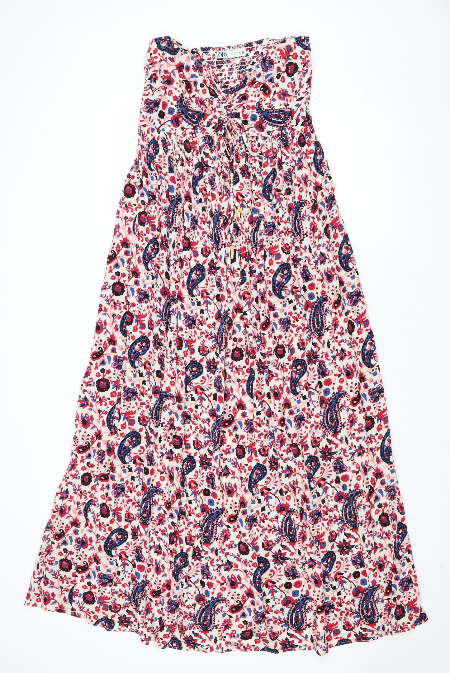 Zara Womens Multicoloured Geometric Viscose Maxi Size S Off the Shoulder Pullover