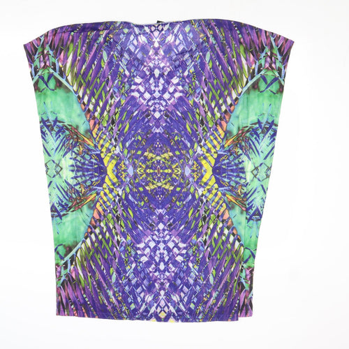 H&M Womens Multicoloured Geometric Polyester A-Line Size XS V-Neck Pullover