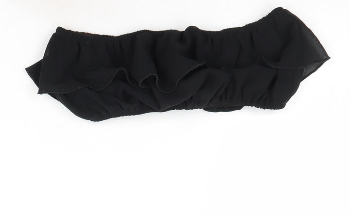 PRETTYLITTLETHING Womens Black Polyester Cropped Tank Size 4 Off the Shoulder