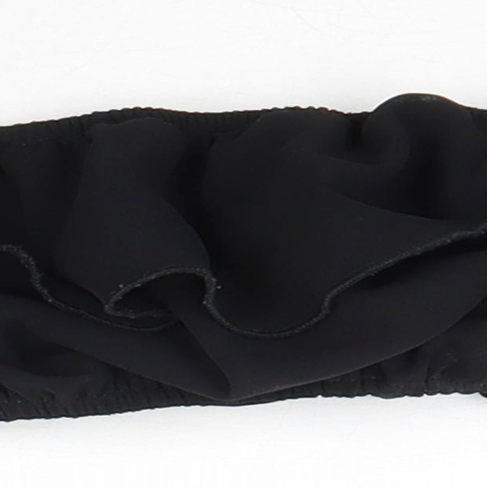 PRETTYLITTLETHING Womens Black Polyester Cropped Tank Size 4 Off the Shoulder