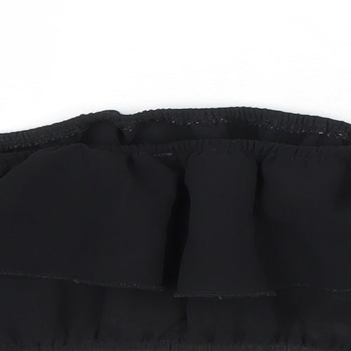 PRETTYLITTLETHING Womens Black Polyester Cropped Tank Size 4 Off the Shoulder