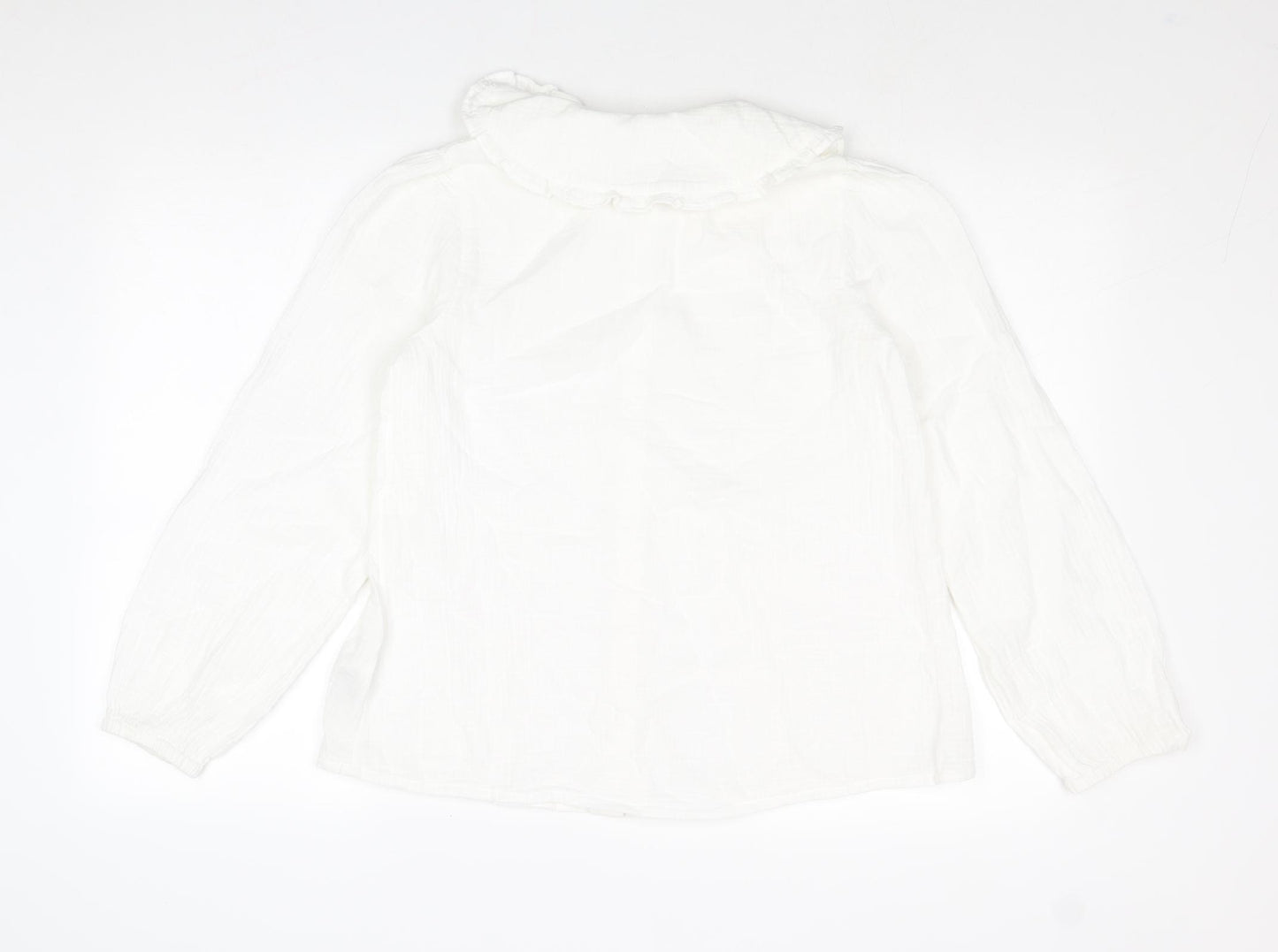 Marks and Spencer Girls White Cotton Basic Button-Up Size 12-13 Years Collared Button