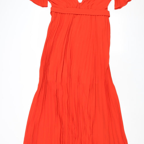 Nasty Gal Womens Red Polyester Trapeze & Swing Size 8 V-Neck Zip
