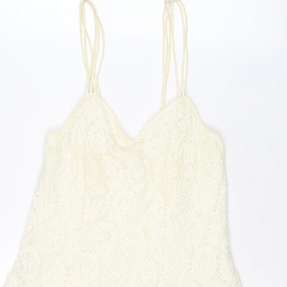 Pins & Needles Womens Ivory Floral Cotton Tank Dress Size XS V-Neck Pullover