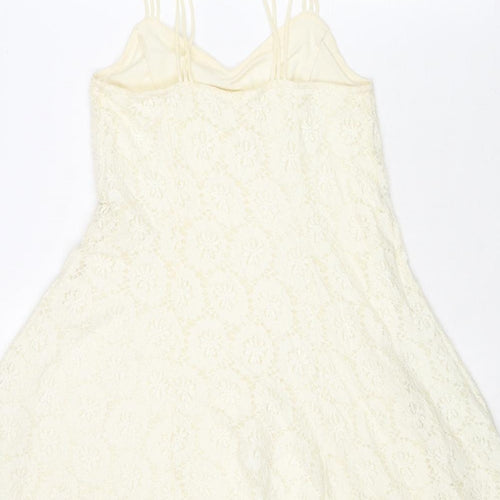 Pins & Needles Womens Ivory Floral Cotton Tank Dress Size XS V-Neck Pullover