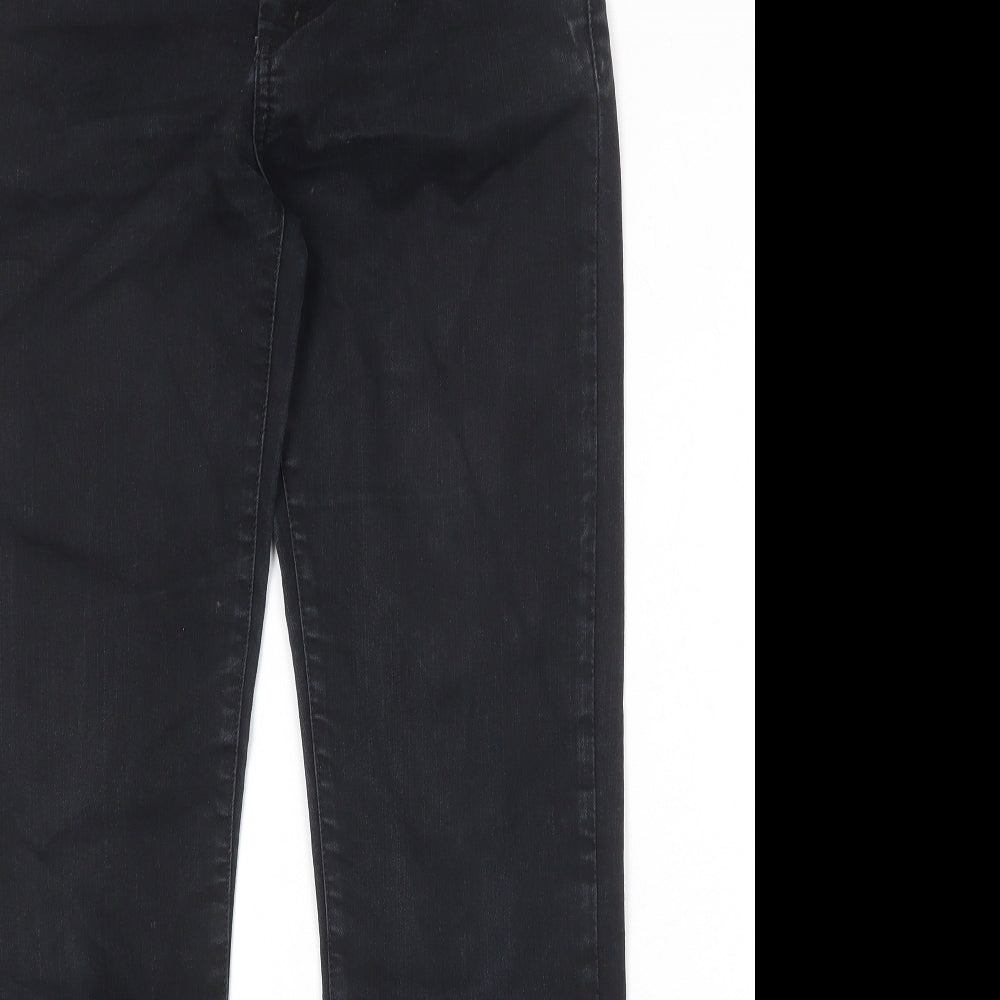 Warehouse Womens Black Cotton Straight Jeans Size 12 Regular Zip