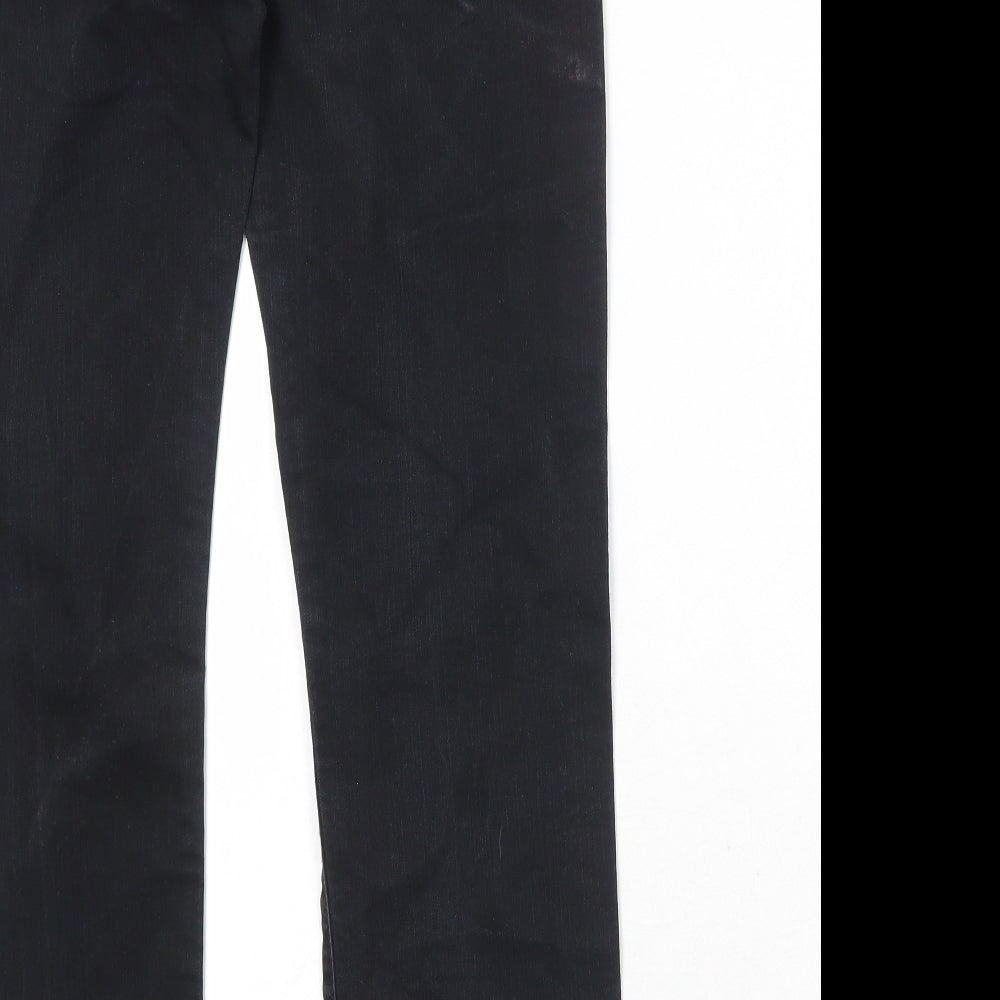 Warehouse Womens Black Cotton Straight Jeans Size 12 Regular Zip