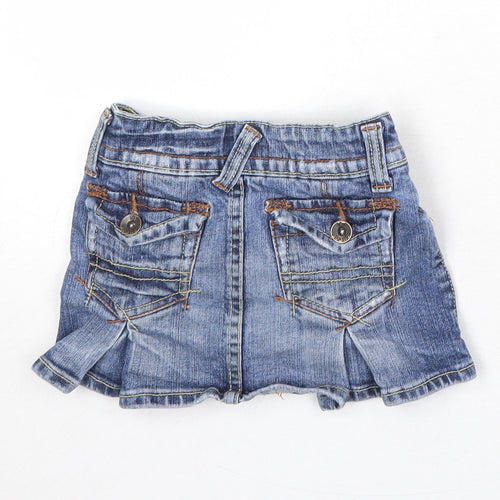 It Jeans Girls Blue Cotton Mini Skirt Size 4 Years Regular Zip