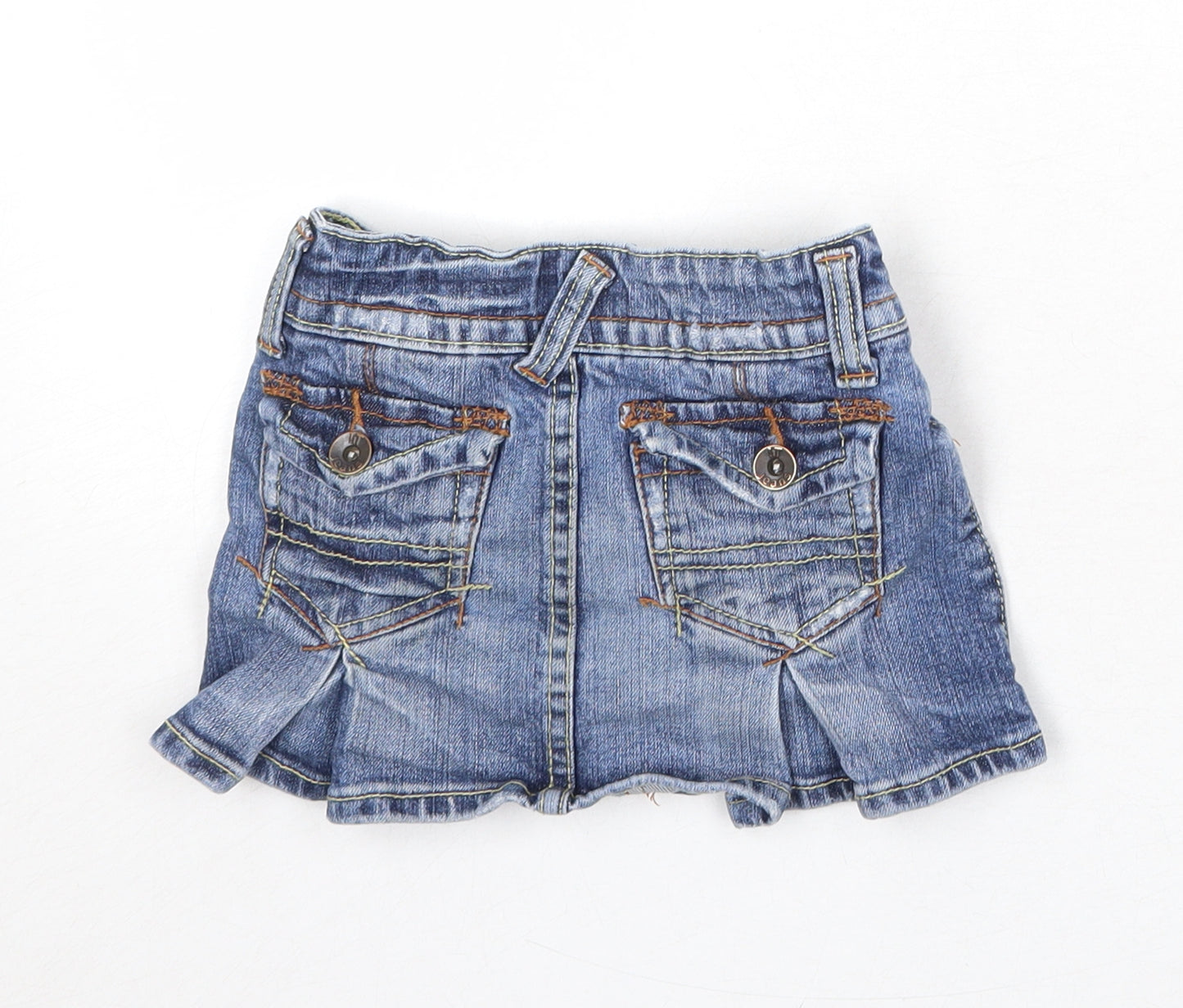 It Jeans Girls Blue Cotton Mini Skirt Size 4 Years Regular Zip