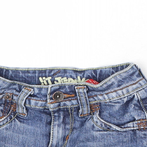 It Jeans Girls Blue Cotton Mini Skirt Size 4 Years Regular Zip